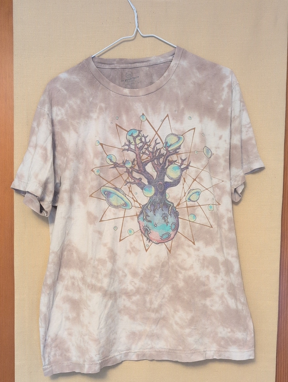 In Your Face Cosmic Tree Tie Dye Graphic T-Shirt Size Large